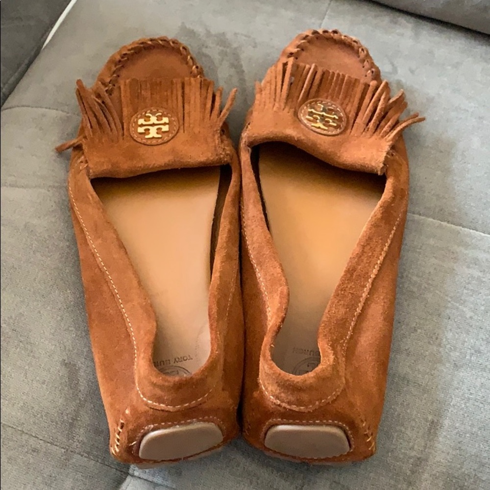 Tory Burch Tan Suede Moccasins